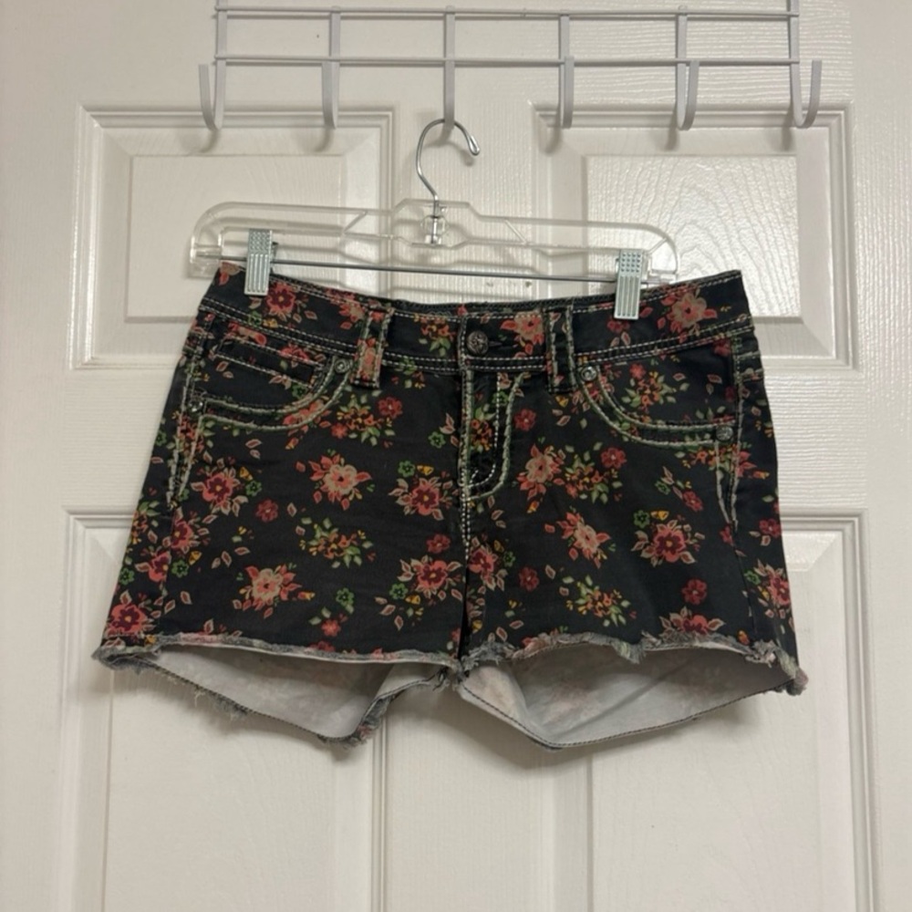 MISS ME - Women's  Black Floral Shorts - Size 28